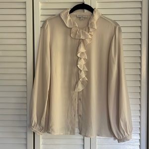 Cream ruffle blouse size S